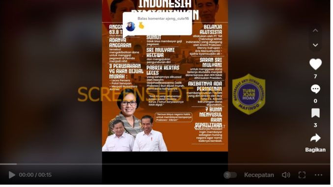 [HOAKS atau FAKTA]: Uang Negara Habis Biayai Kampanye Prabowo-Gibran