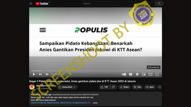 [HOAKS atau FAKTA]: Anies Gantikan Jokowi Pidato di KTT ASEAN 2023