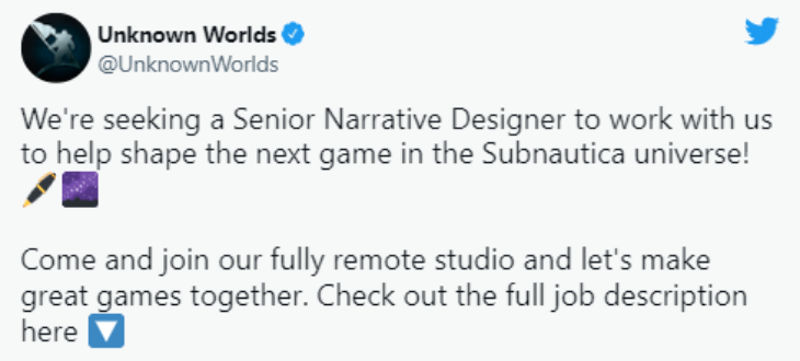 Cicitan developer Unknown Worlds Entertainment yang tengah cari tenaga kerja untuk Subnautica. (Foto: Twitter/unknownworlds)
