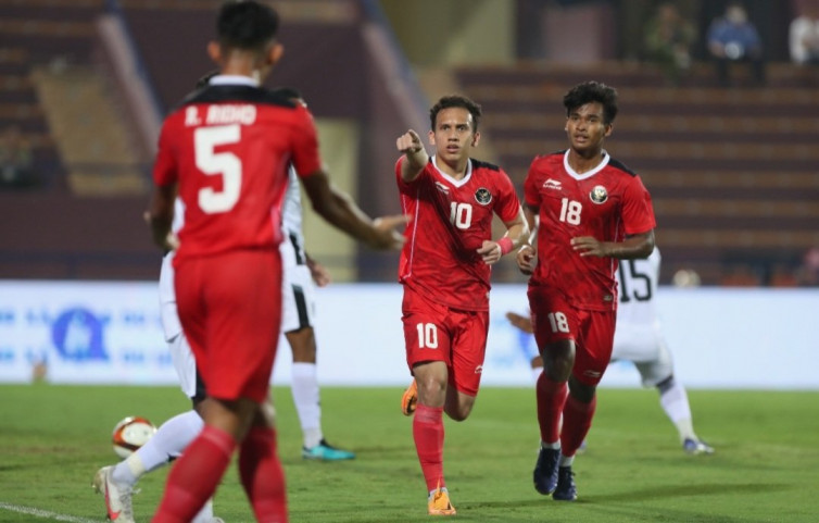 Selebrasi gol Egy Maulana dalam laga Timnas Indonesia U-23 Vs Timor Leste. (AFF/VFF)