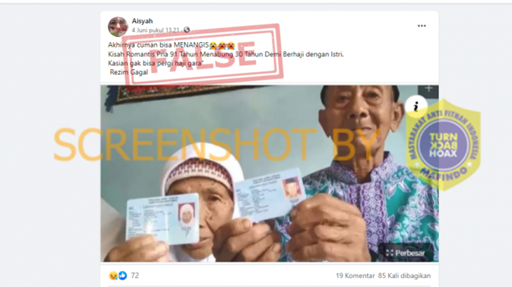 [HOAKS atau FAKTA]: Pasutri Nabung 30 Tahun untuk Haji Gagal karena Ulah Rezim