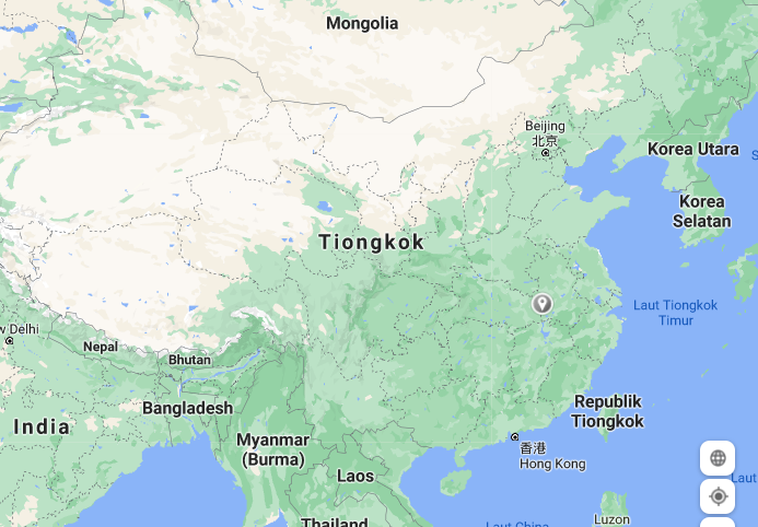 Peta Republik Rakyat Tiongkok. (Foto: Tangkapan Layar)