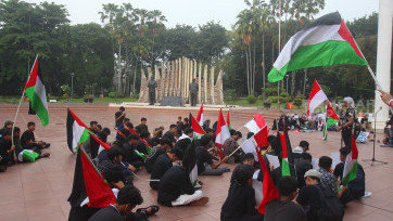  Aksi Damai Solidaritas Untuk Palestina di Tugu Proklamasi Jakarta