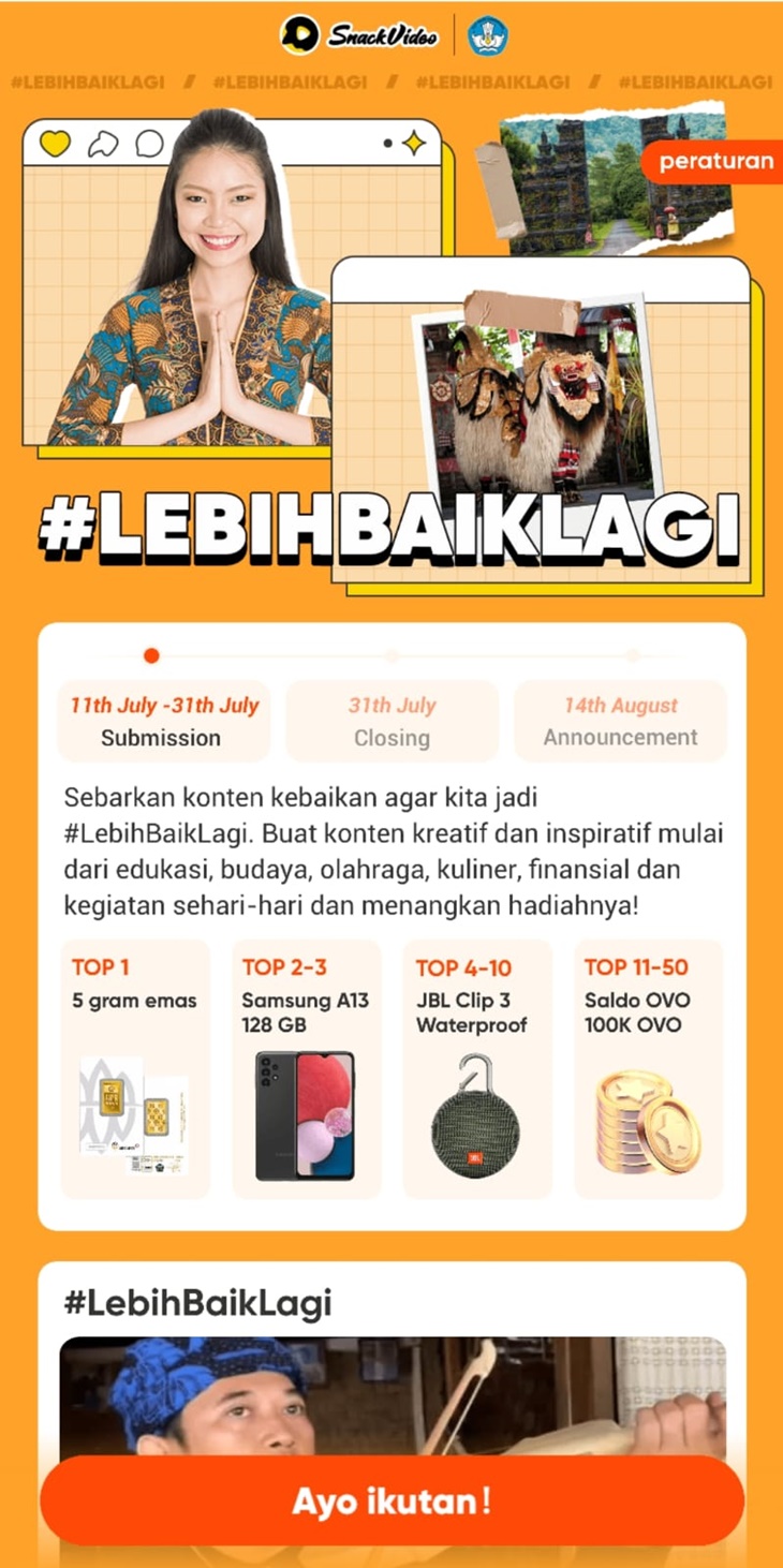 SnackVideo Bersama Kemendikbudristek Ajak Masyarakat Sebarkan Pesan Positif