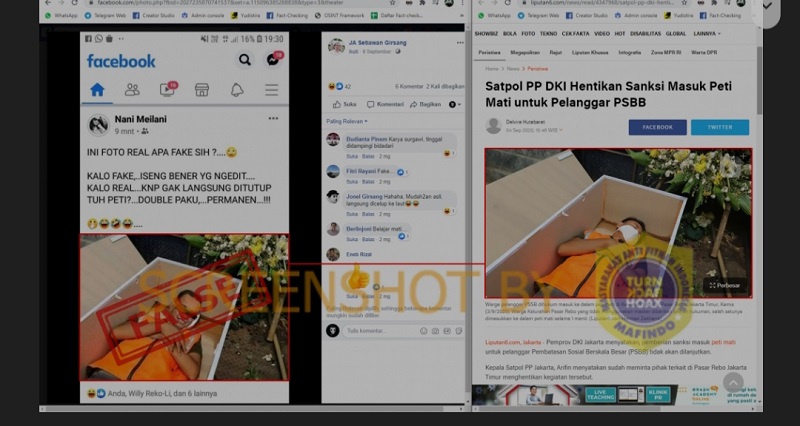 [HOAKS Atau FAKTA]: Viral Foto Anies Coba Tes Masuk Peti Mati Pelanggar PSBB