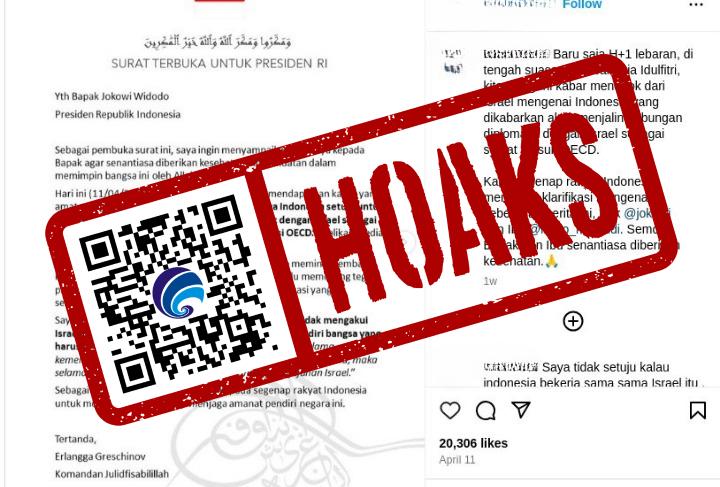 [HOAKS atau FAKTA] : Indonesia Normalisasi Hubungan dengan Israel