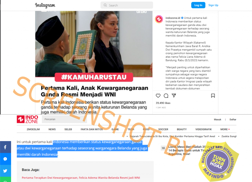 [HOAKS atau FAKTA]: Indonesia Berikan Status Kewarganegaraan Ganda