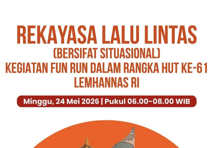 Ada Rekayasa Lalin di Jakarta 24 Mei 2026, ini Daftar Jalan yang Ditutup saat Lemhannas Fun Run