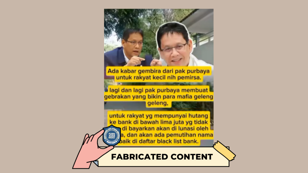 [HOAKS atau FAKTA] : Kabar Gembira dari Menkeu Purbaya, Pemerintah akan Lunasi Utang Rakyat yang di Bawah Rp 5 Juta