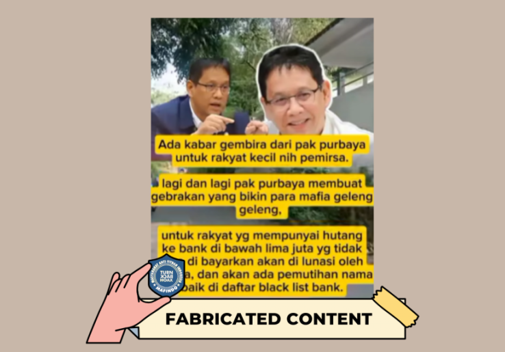 [HOAKS atau FAKTA] : Kabar Gembira dari Menkeu Purbaya, Pemerintah akan Lunasi Utang Rakyat yang di Bawah Rp 5 Juta