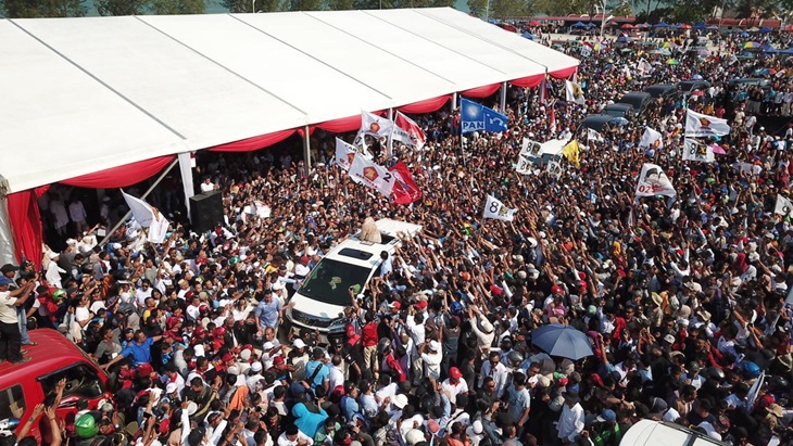 Prabowo saat menghadiri kegiatannya bersilahturahmi dengan Masyarakat Kepulauan Riau. (BPN)