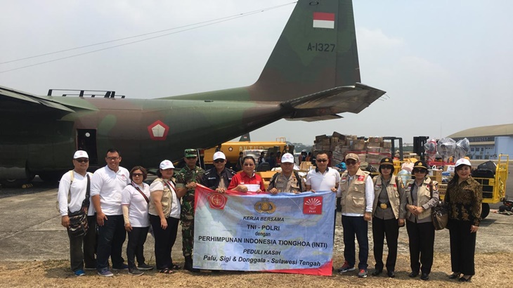  Naik Hercules TNI ke Palu, Tim INTI Peduli Bencana Berkoordinasi dengan Wali Kota Palu dan Kapolda Sulteng 