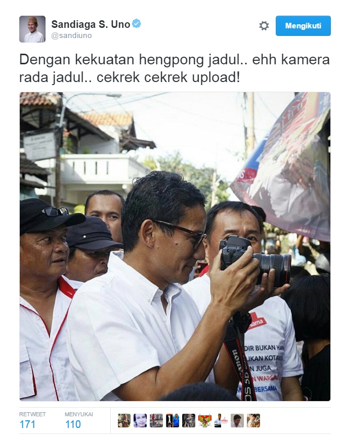 Sandiaga Uno mengikuti jargon lambe_turah