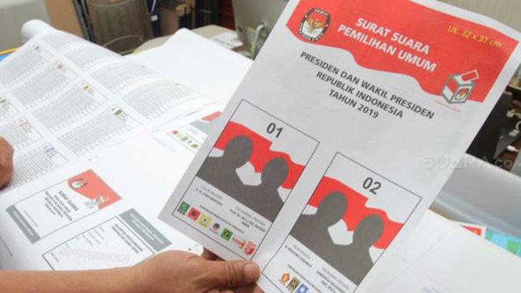 Ilustrasi surat suara Pilpres 2019. (Foto: Ist)