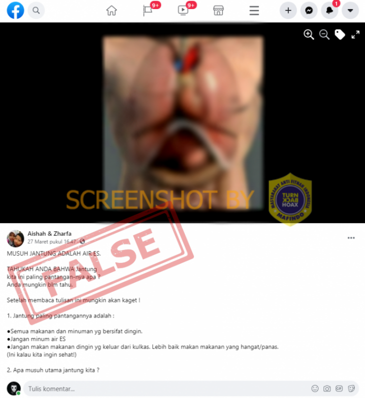 Informasi ini menyesatkan. (Foto: Mafindo)