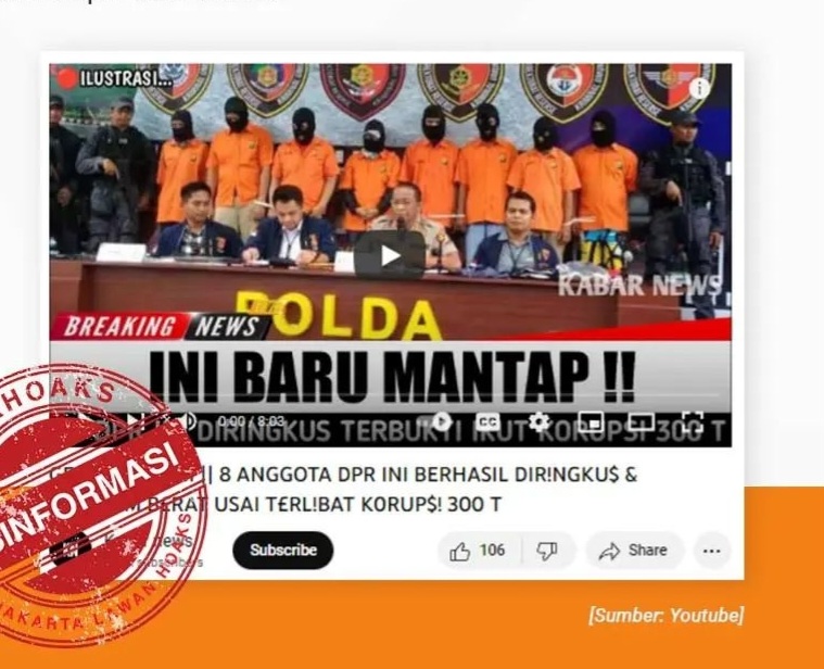 [HOAKS atau FAKTA] 8 Anggota DPR Ditangkap Akibat Korupsi Rp 300 Triliun