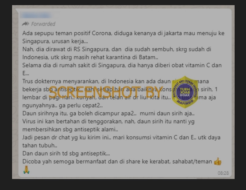 Informasi Hoaks Daun Sirih