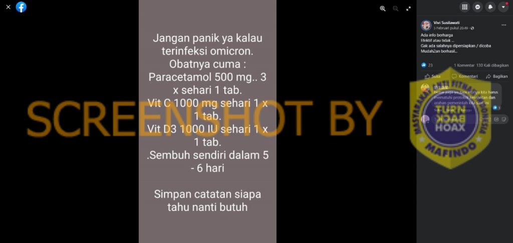 [HOAKS atau FAKTA]: Paracetamol Hingga Vitamin D3 Obat Tangkal Omicron