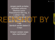 [HOAKS atau FAKTA]: Paracetamol Hingga Vitamin D3 Obat Tangkal Omicron