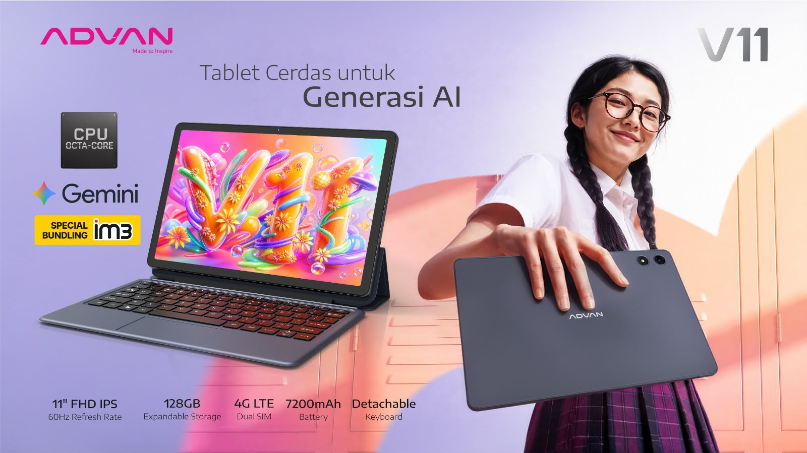  ADVAN Tablet V11, Teman Belajar Cerdas dengan Gemini AI