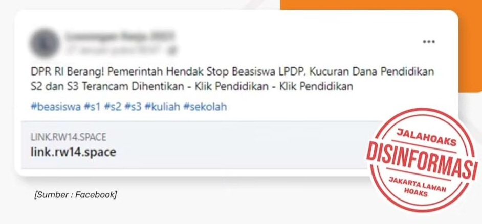 [HOAKS atau FAKTA]: Pemerintah Hentikan Beasiswa LPDP
