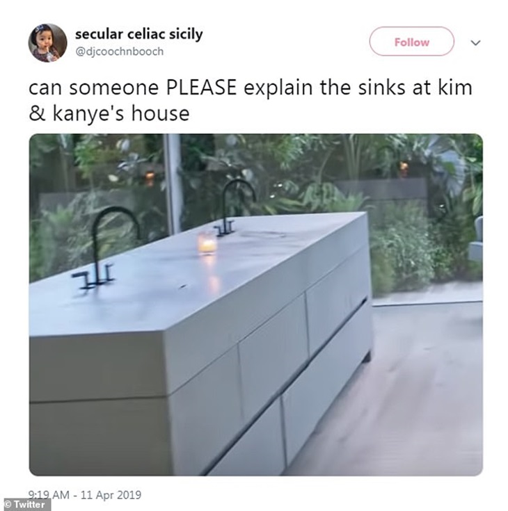 Wastafel di rumah Kim Kardashian