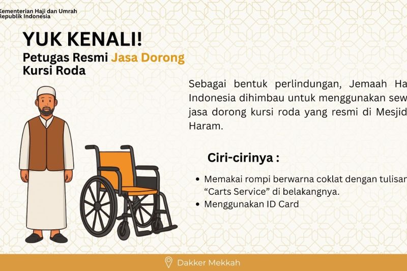Pakai Jasa Dorong Kursi Roda Resmi Masjidilharam Biar Aman Razia, Ini Ciri-Ciri!