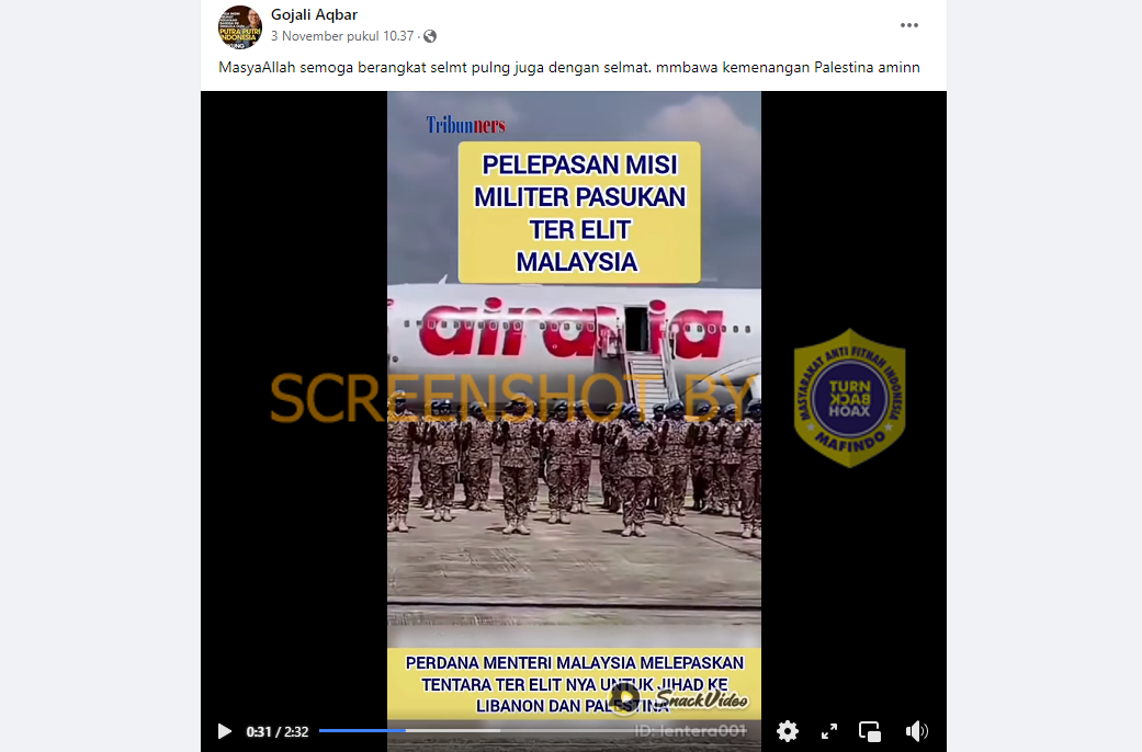 [HOAKS atau FAKTA]: Tentara Elite Malaysia Ikut Berperang di Palestina