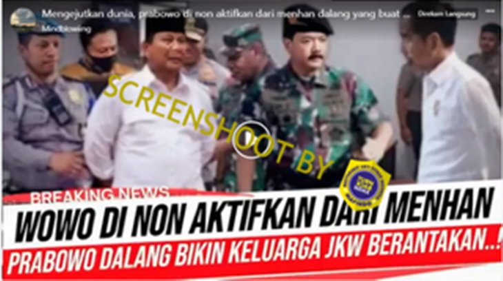 [HOAKS atau FAKTA]: Prabowo Dinonaktifkan dari Jabatan Menhan