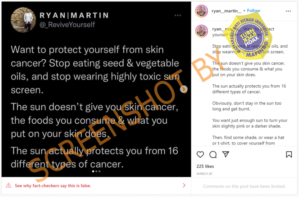 [HOAKS atau FAKTA]: Sunscreen Menyebabkan Kanker Kulit