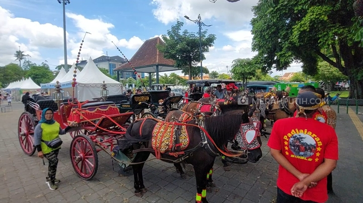   Kaesang Pangarep dan Erina Gudono akan dikirab dari Loji Gandrung ke Pura Mangkunegaran. (MP/Ismail)
