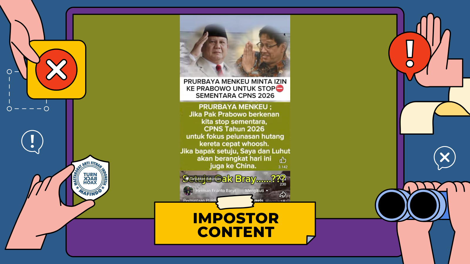 [HOAKS atau FAKTA]: Menkeu Purbaya Minta Prabowo Setop Penerimaan CPNS 2026, Anggarannya Dialihkan untuk Lunasi Bayar Utang Kereta Cepat