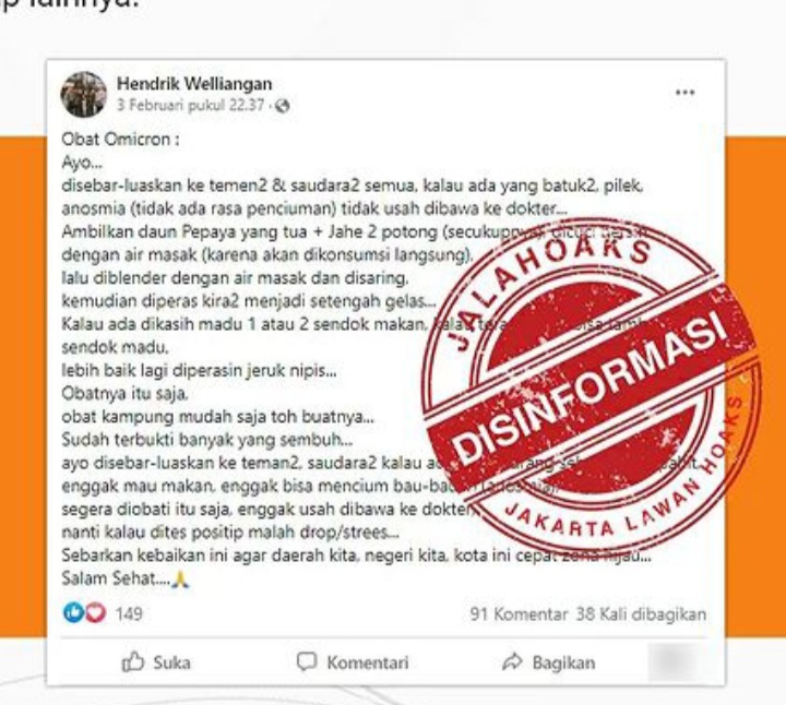 Tangkapan layar hoaks.