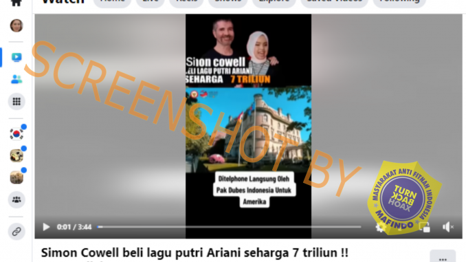[HOAKS atau FAKTA]: Simon Cowell Beli Lagu Putri Ariani Seharga Rp 7 Triliun