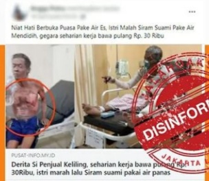 [HOAKS atau FAKTA] Pulang Kerja Bawa Rp 30 Ribu, Suami Disiram Air Panas oleh Istri