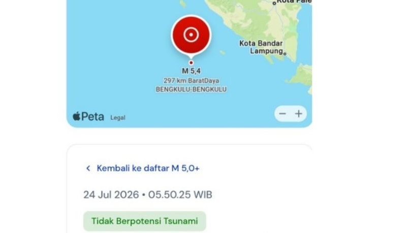 Gempa M 5.4 Pulau Enggano Bengkulu Masuk Kategori Dangkal Cuma 10 KM