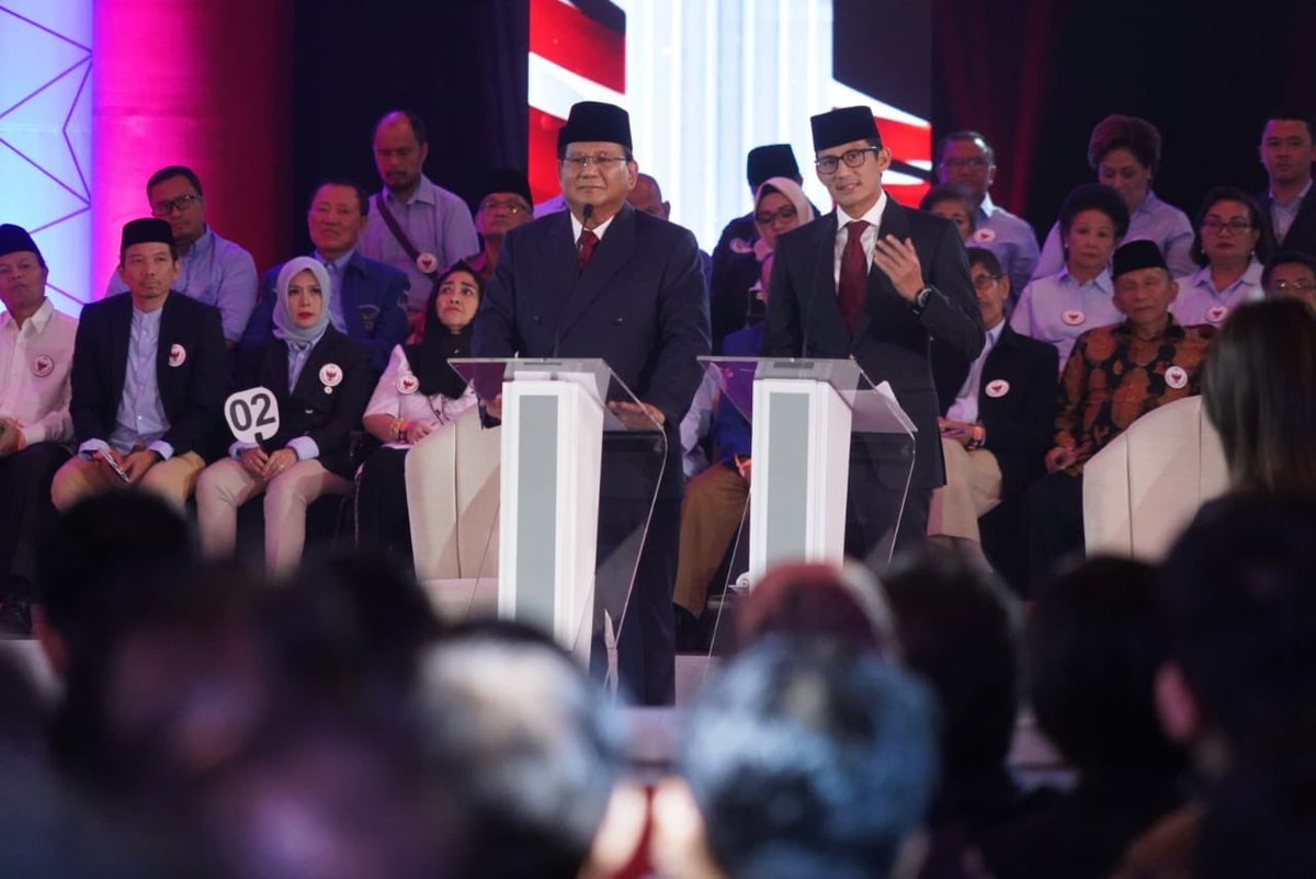 Pasangan Prabowo-Sandi saat debat capres