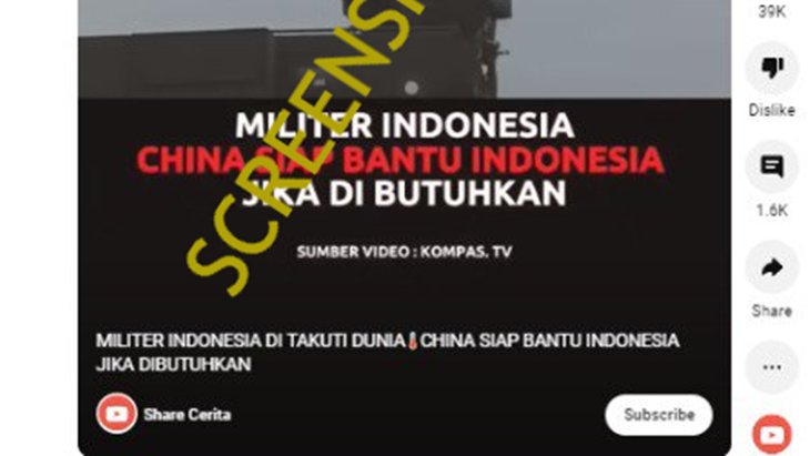 [HOAKS atau FAKTA]: Tiongkok Siap Bantu Indonesia jika Berperang Lawan Australia