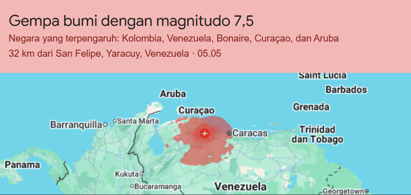 Venezuela Diguncang Gempa Kembar M 7,2 dan 7,5, Status Darurat Nasional Ditetapkan
