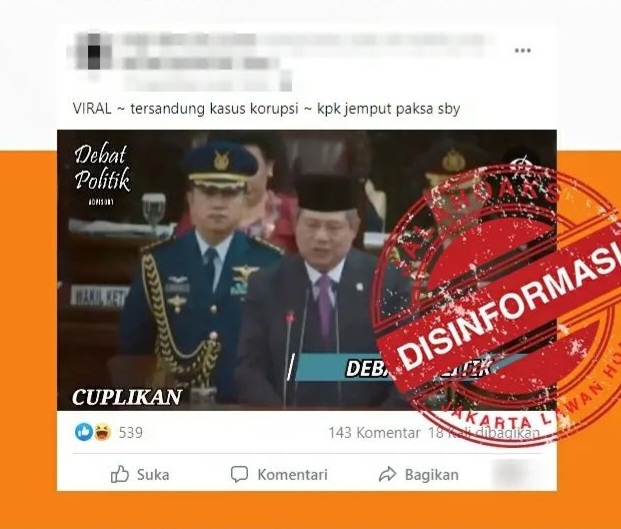 [HOAKS atau FAKTA]: Tersandung Kasus Korupsi, SBY Dijemput Paksa KPK