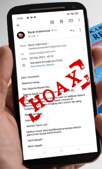 Tangkapan layar hoaks email BI. (Foto: Mafindo)
