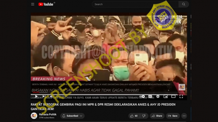 [HOAKS atau FAKTA]: MPR dan DPR Resmi Deklarasikan Anies-AHY Gantikan Jokowi
