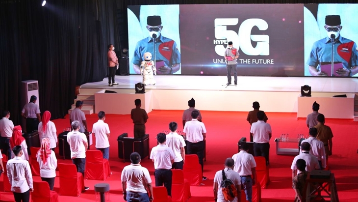 Peresmian Konektivitas 5G Telkomsel di Telkom University, Jalan Bojongsoang, Kabupaten Bandung, Senin (7/6). (Foto: MP/Humas Bandung)