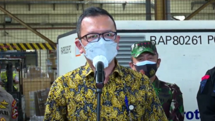 Juru Bicara PT Bio Farma (Persero) Bambang Heriyanto di Bandara Soekarno Hatta, Tangerang, Banten pada Selasa (2/2/2021). Tangkapan layar akun resmi Youtube Sekretariat Presiden
