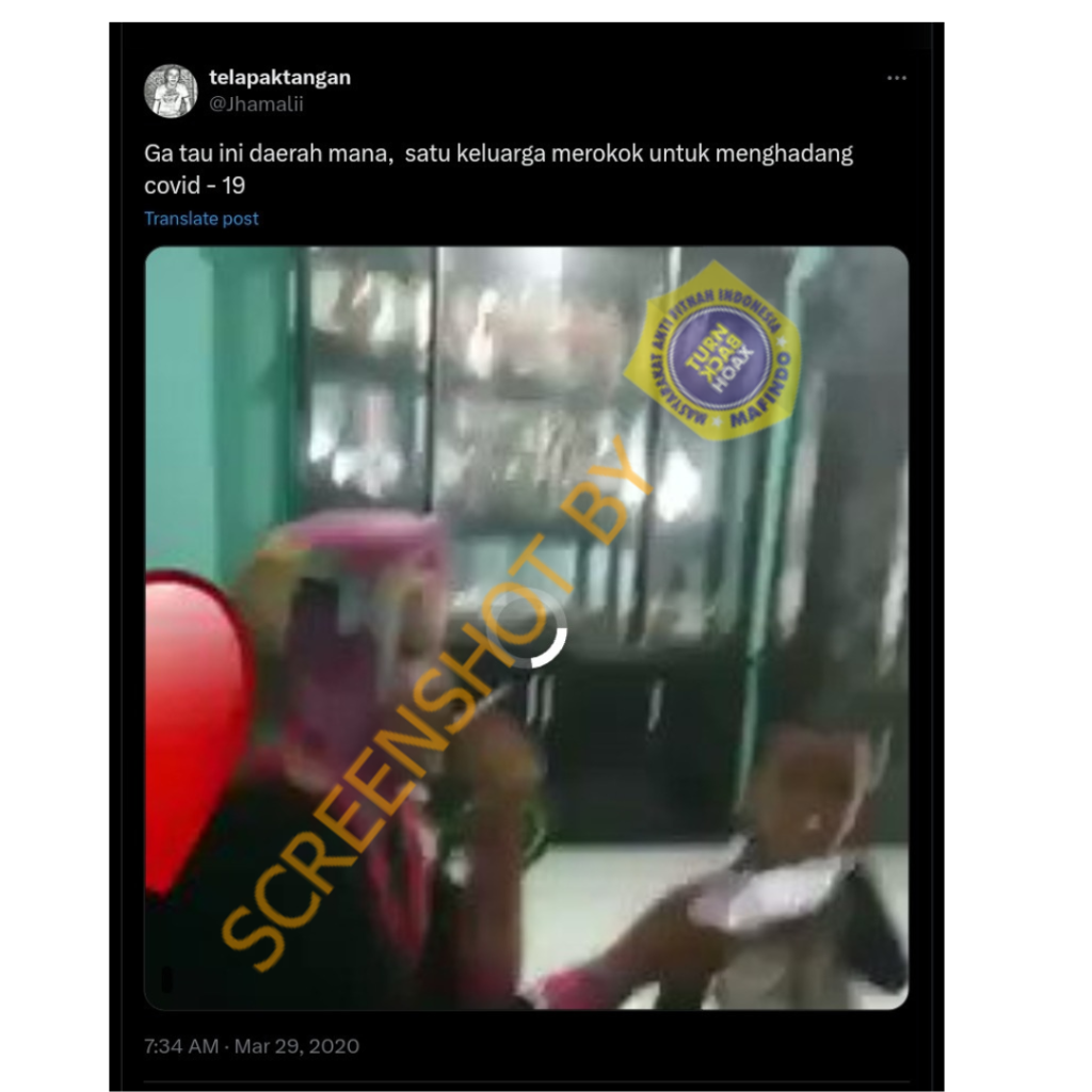 [HOAKS atau FAKTA] : Merokok Bisa Terhindar dari Virus COVID-19