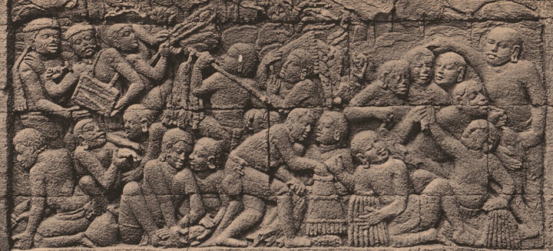 Relief warga killalan (nelayan dan pedagang yang dikenai pajak) di Candi Borobudur