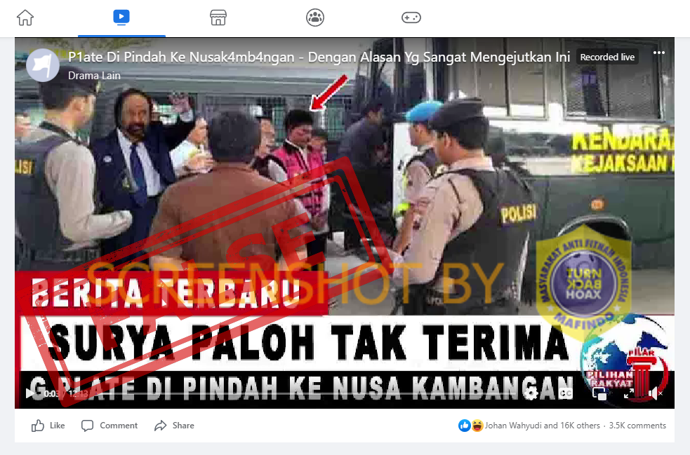 [HOAKS atau FAKTA]: Johnny G Plate Dipindah ke Penjara Nusakambangan
