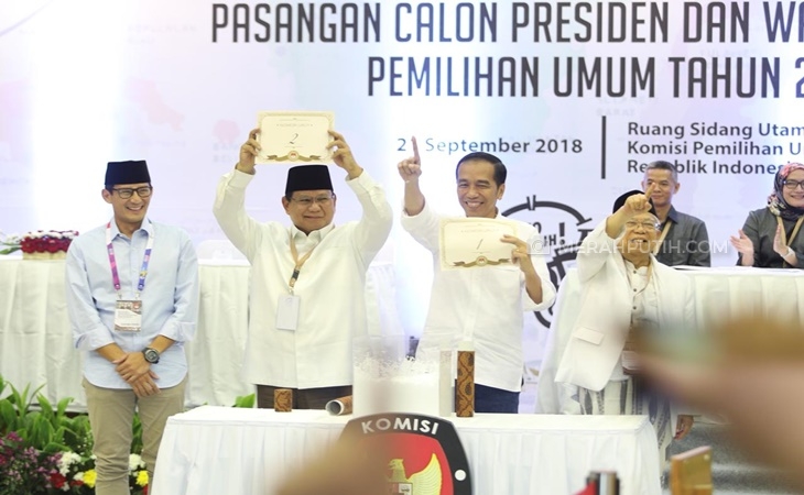 Hasil Undian Nomor Urut, Jokowi-Ma'ruf Amin Nomor 1, Prabowo-Sandi Nomor 2