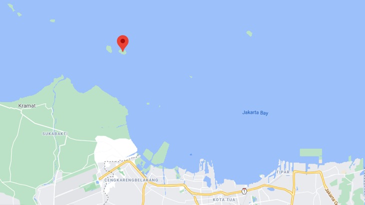 Peta Pulau Untung Jawa (bertanda merah). (Foto: MP/Google Maps)