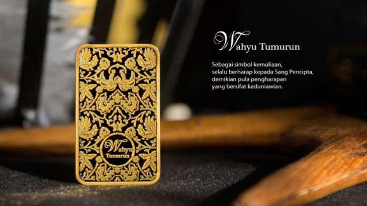 Emas batangan motif Batik Wahyu Tumurun. (Foto/twitter @officialantam)